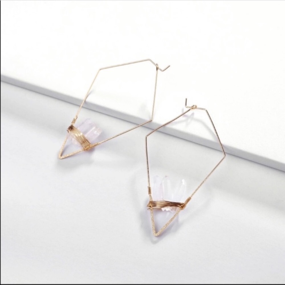 White Geode Threader Hoops! - Picture 1 of 5